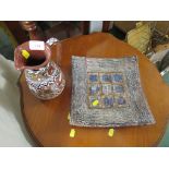 MEDITERRANEAN DECORATIVE POTTERY JUG , TOGETHER WITH A STUDIO POTTERY ABSTRACT SQUARE DISH WITH