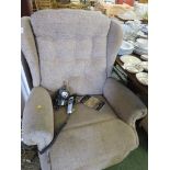 SHERBORNE TOUCH STOP ELECTRIC LIFT AND RISE RECLINING ARMCHAIR IN A PALE BROWN /GREY UPHOLSTERY.