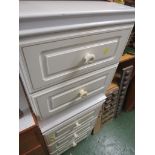 TWO WHITE MELAMINE BEDSIDE CHESTS. *
