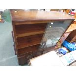 WOOD VENEER BOOK CASE WITH SLIDING GLASS DOORS. *