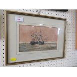 FRAMED AND GLAZED WATERCOLOUR OF HMS MARLBROUGH BY H. ELTON 1862.