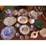 SELECTION OF MAINLY 19TH CENTURY CHINA DINNER AND TABLE WARE INCLUDING PLATES AND BOWLS ETC. (AF)