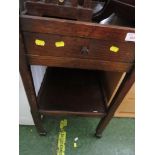 AN OAK TWO TIER TEA TROLLEY WITH DRAWER. *