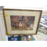 FRAMED AND GLAZED WATERCOLOUR OF CHICKENS TITLED THE FAMILY BY ANN WILLIAMS.