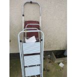 A SELECTION OF FIVE STEP LADDERS INCLUDING A BLACKSPUR THREE TREAD STEP LADDER.