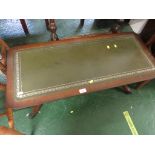 REPRODUCTION MAHOGANY VENEERED COFFEE TABLE. *