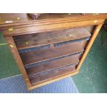 OAK OPEN BOOK CASE WITH THREE SHELVES.