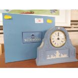 WEDGWOOD BLUE JASPER WARE QUARTZ MANTEL CLOCK WITH BOX