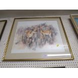 FRAMED AND GLAZED PRINT OF ANTELOPE. *