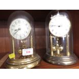 TWO GLASS DOMED MANTEL CLOCKS; BENTIMA AND W. WIDDOP