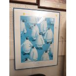 FRAMED AND GLAZED POSTER PRINT OF PENGUINS. *