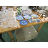 COMPOSITE PINE DINING TABLE TOGETHER WITH A MATCHED SET OF SIX VINTAGE LIGHT WOOD CHAIRS*