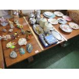 LARGE RECTANGULAR HARDWOOD COFFEE TABLE TOGETHER WITH A MATCHING SQUARE OCCASIONAL TABLE.