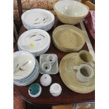 SELECTION OF DENBY GREEN WHEAT PATTERN DINNER WARE , TG GREEN MIXING BOWL ETC.