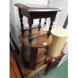 AN OAK VENEERED TWO DOOR CUPBOARD AND ONE OTHER OCCASIONAL TABLE*