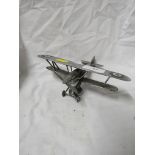 VINTAGE CHROME PLATED CAR MASCOT IN THE FORM OF AN RAF BIPLANE. (AF)