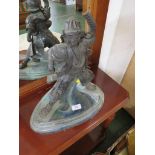 COMPOSITE STATUE OF A SAMURAI WARRIOR ON STAND. (A/F)