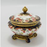 Royal Crown Derby small lidded pot(damaged): height 8.