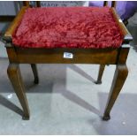 1930's Cabrio Legged Piano Stool: with lifting seat