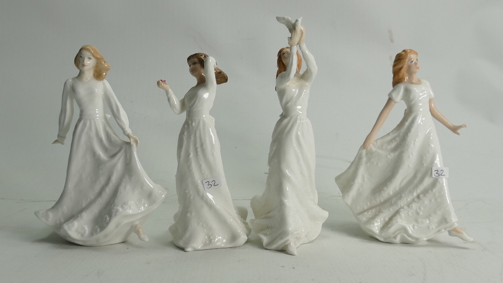 Royal Doulton Small Lady Figures: With Love HN3393, Good Luck HN4070,