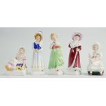 Royal Doulton Kate Greenaway Figures: Kathy HN2346, Sophie HN2833, Lucy HN2863,