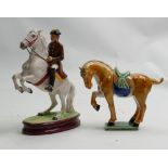 Pottery Figure of Rearing Lipizzaner horse & Rider: together with similar Chinese item(2)