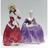 Royal Doulton lady figures: Christmas morn HN1992 and Charlotte HN2421 (2)