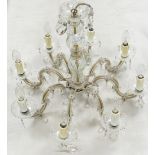 Reproduction French style crystal chandelier with droppers: h45cm x d62.