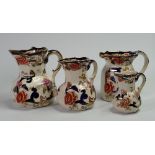 Masons blue mandalay patterned jugs: height of tallest 14cm(4)