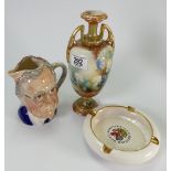 Pottery items including two handled floral vase,