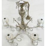 Reproduction silver metal and crystal glass French style chandelier : h48cm x d60cm.