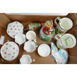A collection of mixed pottery: including Shelley part teaset, Royal Doulton golfing tankards,