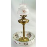 Large Brass Oil Lamp: together with large Royal Doulton wash basin(2)