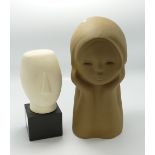 Modernist Ceramic Busts: height of tallest 27cm(2)