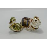 Two Royal Crown Derby paperweights Derbyshire Duckling and Ponchito guinea pig: 87/1250.