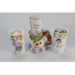 Royal Doulton miniature Snowman character jug D7158 and pair Snowman cruets: (3)