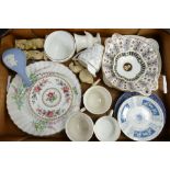 A mixed collection of pottery: including Royal Crown Derby Derbyshire cricket dishes,
