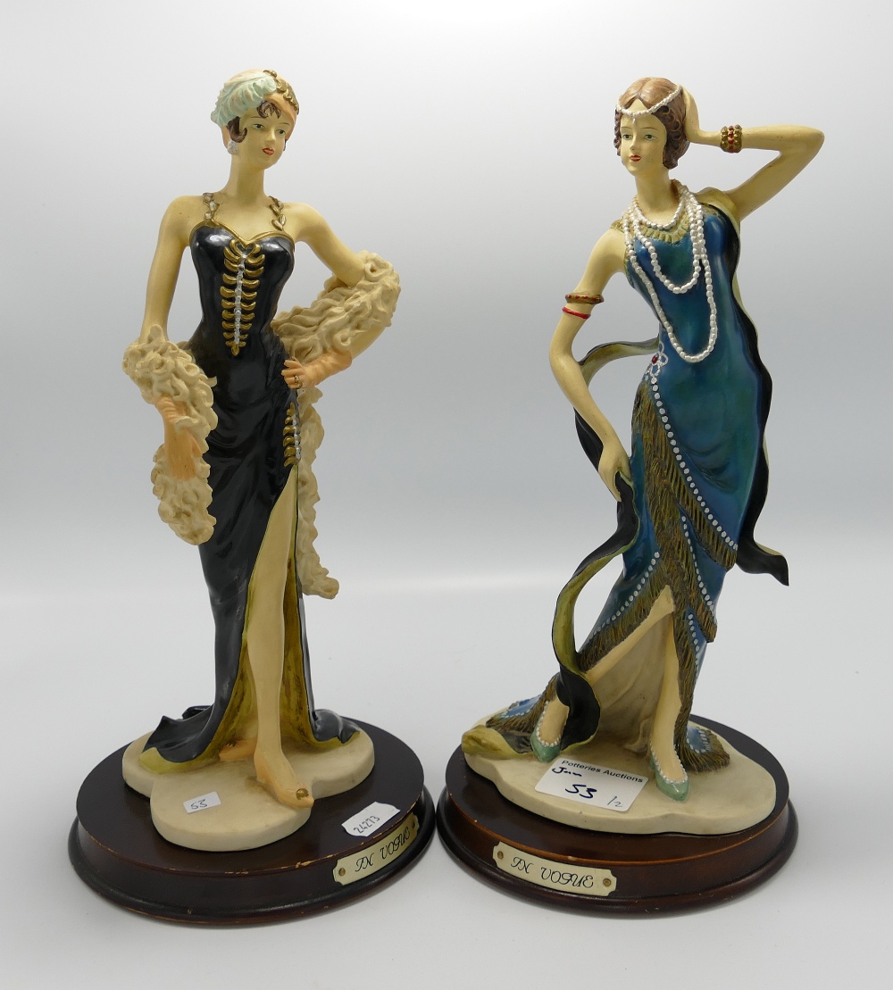 Pair Resin Art Deco Lady Figures: height 30cm(2)