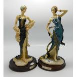 Pair Resin Art Deco Lady Figures: height 30cm(2)