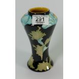 Black Ryden vase in blue, green and black colours: dated 2002, height 17.5cm.
