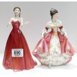 Royal Doulton lady figures: Southern Bell Hn2229 ( seconds) and classic My Love HN4392 (2)