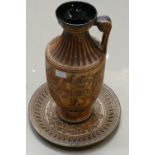 Bay Keramiks large ewer and plaque: decorated in Ancient Grecian Scenes , ewer height 45cm. (2)