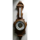 Nicolson Optican Edinburgh Carved Oak Barometer: