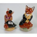 Staffordshire pottery comical models of Mr & Mrs Fox: marked sample to base, tallest height 21.5cm.