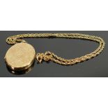Hallmarked 9ct gold large locket, and 9ct chain: Locket measures 44cm high, chain 49cm long appx.