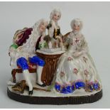 German porcelain figure group of chess players: Measures 14cm wide. Late 19th / early 20th century.