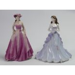 Coalport Lady Figures: Happy Anniversary (seconds) & Matt Evening Promenade(2)