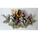 Capodimonte figure group of Gypsy Encampment : damage noted,