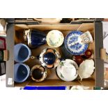 A mixed collection of items to include: Wedgwood Jasper Ware planters,