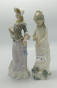 Lladro & Nao Figures of Young Ladies: height of tallest 28cm(2)